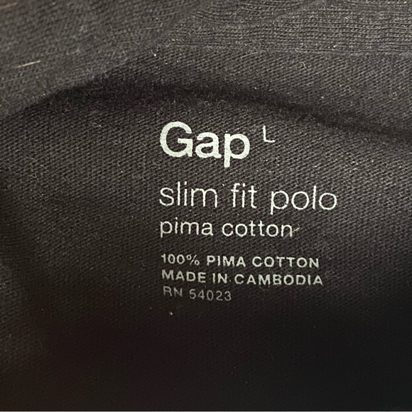 Men’s Gap slim fit long sleeve polo black with blue collar quarter button Large - Picture 11 of 13